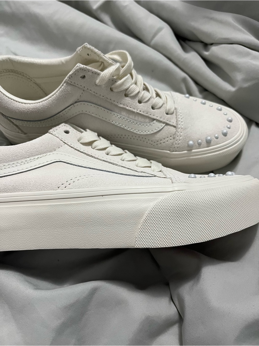 White suede Platform Lace-Up Women's Sneakers Vans - Picture 8 of 8